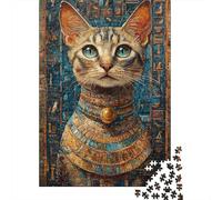 Gato Estilo Egipcio Puzzle de 1000 Piezas para Adultos Juego de Puzzle de Papel Escena Arte Vintage Relajación Concentración Regalo Hogar 70x50cm/1000pcs