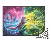 Gato Fantasía Ciudad Naturaleza Dividida Puzzle de 1000 Piezas Papel Puzzle para Adultos Escena Creativa Puzzle para Toda la Familia Relajación Regalo 70x50cm/1000pcs
