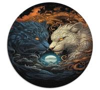 Gato Fantasía Dual Puzzle de 1000 Piezas Redondo Papel Adulto Estilo Noche