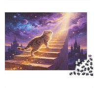 Gato Fantasía Escalera Puzzle de 1000 Piezas Papel para Adultos Escena Nocturna Mágica Juego de Puzzle 1000 Piezas Relajación Hogar Regalo 38x26cm/1000pcs