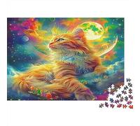 Gato Fantasía Puzzle de 1000 Piezas Juego de Puzzle 1000 Piezas Papel para Adultos Escena Cósmica Irreal Relajación Decoración Regalo 70x50cm/1000pcs