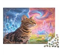 Gato Fantasía Puzzle de 1000 Piezas Papel para Adultos Arte Nebulosa Juego de Puzzle 1000 Piezas Ocio Enfoque Decoración Regalo 70x50cm/1000pcs