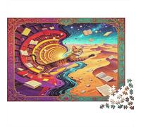 Gato Fantasía Puzzle de 1000 Piezas Papel para Adultos Mundo de Libros Mágicos Desarrollo del Enfoque Decoración Regalo Relajación Hogar 52x38cm/1000pcs