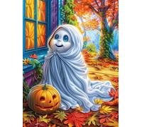 Gato Fantasma con Calabaza Puzzles 1000 Piezas DIY Creativo Animales Salvajes y domésticos Rompecabezas Familiar para Toda La Familia Juguete Educativo Aliviar Estrés Decorativo 1000 PCS