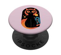 Gato Felino Animal Mascota Gatito Bruja Místico PopSockets PopGrip Adhesivo