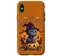 Gato Feliz DE Halloween con Calabaza de Halloween Carcasa para iPhone X/XS
