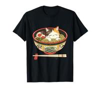 Gato Fideos Arte Animal Arte Gato Ramen Bowl Fideos japoneses Camiseta