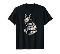 Gato Floral Chase Your Dreams Camiseta
