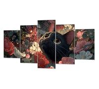 Gato Flores Diamond Painting, 5 Pcs 5D Kit Mosaico Pintura de Diamante, Kit Bordado en Punto de Cruz Manualidades Adultos, DIY Gran Tamaño Cuadro Damantes, Decoracion Hogar Regalos 90x175cm P-d-1098