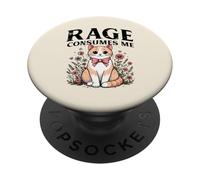 Gato Flores La Rabia Me Consume Gracioso Gatito Meme Humor Mujeres PopSockets PopGrip Adhesivo
