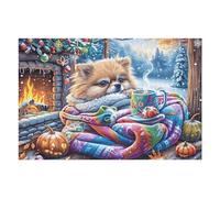 Gato Frente a Chimenea de Navidad Puzzle 1000 Piezas Regalo Ideal Original Rompecabezas 3D Obra De Arte para Hombres Y Mujeres DIY Creativo Aliviar Estrés 1000 PCS
