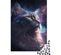 Gato Galáctico Puzzle de 1000 Piezas Papel para Adultos Fondo Cósmico Juego de Puzzle 1000 Piezas Relajación Decoración Regalo 70x50cm/1000pcs