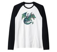 Gato Gatito Caballero Montando Dragón Medieval REN Faire Gráfi Camiseta Manga Raglan