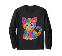 Gato Gatito Gato Colores Arco Iris Estilo Gato Impresión Formas Mania Manga Larga