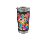 Gato Gatito Gato Colores Arco Iris Estilo Gato Impresión Formas Mania Vaso térmico de acero inoxidable de doble pared