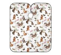 Gato Gatito Mariposa Peonía Flor Capas De Corte Peluqueria Ajustable Cortar Cabello Delantal Impermeable Barbero Capas Para Adulto Niños Peluquero 140X168Cm