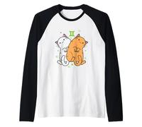 Gato Géminis Signo del zodiaco Camiseta Manga Raglan
