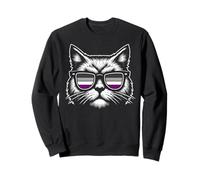 Gato Genial con Gafas Ace Flag Pride Estilo Asexual Sudadera