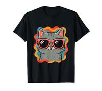 Gato genial con gafas de sol en color remolino Camiseta