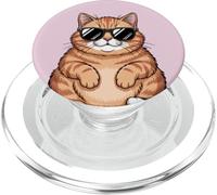 Gato Gordo Naranja Divertido con Gafas de Sol Amantes de los Gatos PopSockets PopGrip para MagSafe
