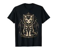 Gato Gótico ala Oculta Luna Estética Halloween Mujer Camiseta gráfica económica