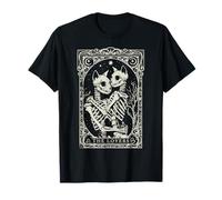 Gato gótico Esqueleto Lovers Tarot Card Art Cat Lover Mujeres Camiseta