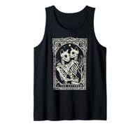 Gato gótico Esqueleto Lovers Tarot Card Art Cat Lover Mujeres Camiseta sin Mangas