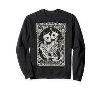 Gato gótico Esqueleto Lovers Tarot Card Art Cat Lover Mujeres Sudadera