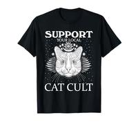 Gato gótico Oculto Amante de Las Mascotas Pentagrama Gato Culto Humor Arte Camiseta