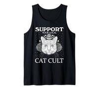 Gato gótico Oculto Amante de Las Mascotas Pentagrama Gato Culto Humor Arte Camiseta sin Mangas