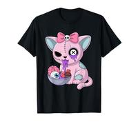 Gato gótico pastel kawaii comiendo fideos ramen anime bruja Camiseta