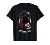 Gato gótico y Calavera de Alma Nocturna Camiseta