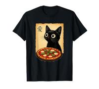Gato gourmet Greedy Cat Pizza Margherita Anime de estilo vintage Camiseta