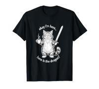 Gato Gracioso Diciendo Que está Bien, Estoy aquí Donde el dragón Camiseta
