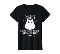 Gato Gracioso, lo superaré, Solo Necesito ser dramático Primero Camiseta gráfica económica, Mujer, Negro, S