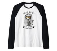 Gato Gracioso ya Molesto Déjame Solo Kitty Camiseta Manga Raglan
