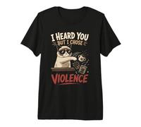 Gato Gruñón Actitud Humor Camiseta Premium