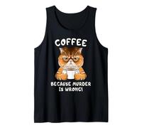 Gato Gruñón Humor Café Mañana Divertido Meme Camiseta sin Mangas
