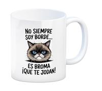 Gato Gruñón - No siempre soy borde... Es broma ¡Que Te Jodan! Taza para Sorprender, regalo gracioso - Diseño humorístico con patrón único, regalo cumpleaños, navidad, trabajo