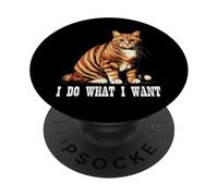 Gato, Hago lo Que Quiero, Gracioso, Gatito sarcástico, Hombres, Mujeres y niños PopSockets PopGrip Adhesivo