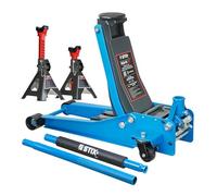 Gato hidráulico 3T 75-505 mm Gato hidráulico con 2 Soportes de Taller