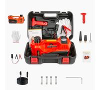 Gato hidráulico 4 en 1 para coche con capacidad de 5 t y rango de elevación de 150-450 mm, kit de gato eléctrico de 12 V con caja de herramientas, bomba de neumáticos y LED, para todos los turismos