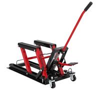 Gato hidráulico de elevación de tijera para motocicleta de 1500 libras con pedal de pie y ruedas, soporte de altura ajustable portátil para garaje, taller y mantenimiento de ATV