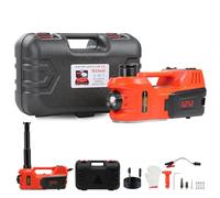 Gato hidráulico para Coche 5T, 4 en 1 Gato Eléctrico de 12 V, con Bomba Inflable y luz LED, 15-45 cm de Alcance de Elevación, para Auto SUV, Reparaciones de Emergencia y Cambio de Neumáticos