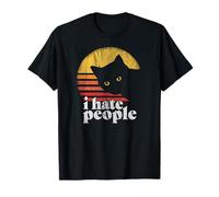 Gato i hate people retro vintage Camiseta