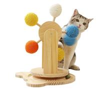 Gato interactivo Cat Scratcher, gato Scratch Turntable - Tarjeta de raspado de madera giratoria interactiva | Tablero de afilado de garra con 5 bolas sisal ejercicio para mascotas juguete de juguete