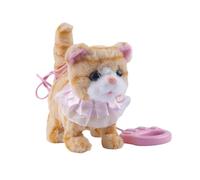 Gato Interactivo de Peluche con Correa Mascota Electrónica Que Camina Y Gato con Función de Grabación Adecuado para Juego Educativo Decoració, Amarillo