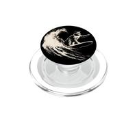 Gato intrépido Montando una Tabla de Surf a través de un Enorme océano Rizado PopSockets PopGrip para MagSafe