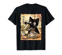 Gato japonés Anime café té Chino Kawaii Gatito Lindo Camiseta