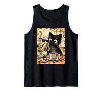 Gato japonés Anime café té Chino Kawaii Gatito Lindo Camiseta sin Mangas